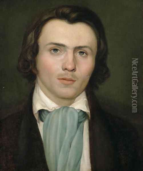 Portrait of a young man Oil Painting - Friedrich Wasmann