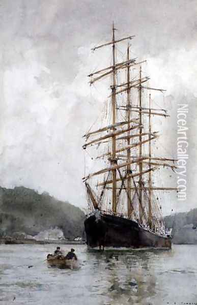 The Ponape off King Harry Ferry, 1914 Oil Painting - Henry Scott Tuke