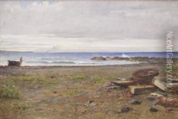 Shore Scene Oil Painting - John James Bannatyne