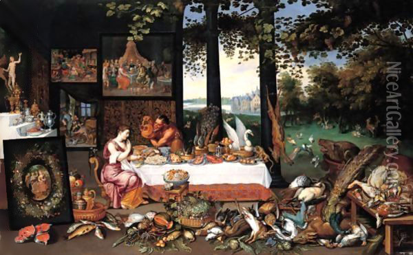The Sense of Taste Oil Painting - Jan & Rubens, P.P. Brueghel