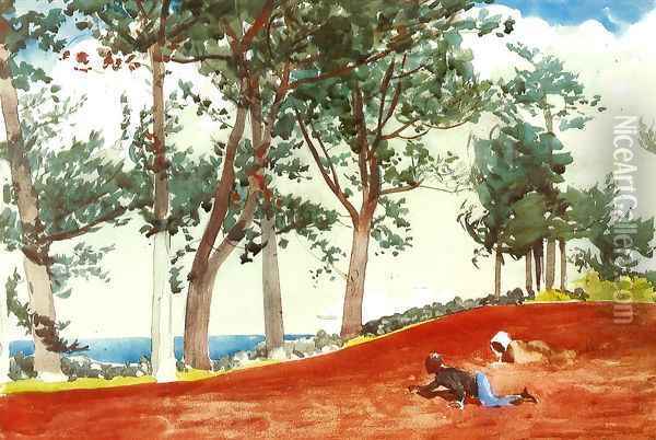 House and Trees Oil Painting - Winslow Homer
