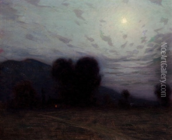 Moonlit Landscape Oil Painting - Lovell Birge Harrison