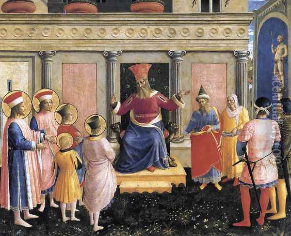 Saint Cosmas and Saint Damian before Lisius Oil Painting - Giotto Di Bondone