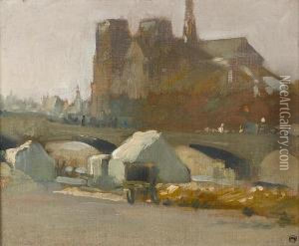View Of Notre Dame Oil Painting - Xavier Martinez