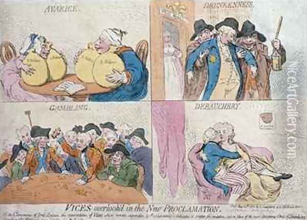 Vices Overlookd in the New Proclamation Oil Painting - James Gillray
