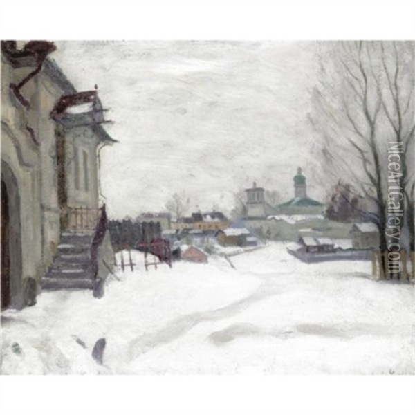Russian Winter Oil Painting - Arnold Borisovich Lakhovsky
