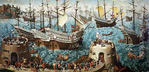 Embarkation of Henry VIII on Board the Henry Grace a Dieu in 1520 Oil Painting - Friedrich Bouterwek