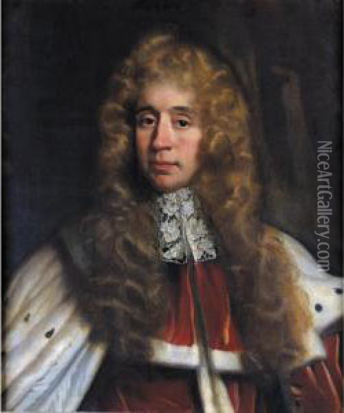 Portrait Of George Jeffreys, 1st Baron Jeffreys (1645-1689) Oil Painting - John Riley