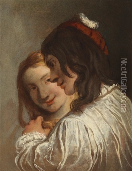 A Young Couple Oil Painting - Pietro della Vecchia