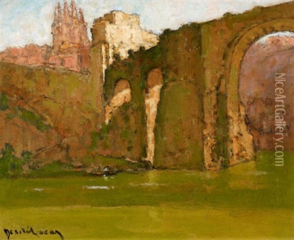 Puente De San Martin In Toledo Oil Painting - Louis Marie Desire-Lucas