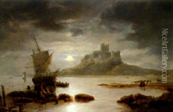 Bamburgh Castle Oil Painting - John Wilson Carmichael