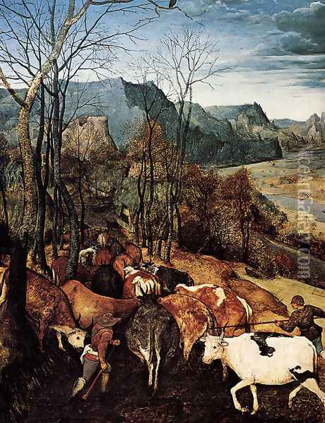 The Return of the Herd [detail] (or November) I Oil Painting - Pieter the Elder Bruegel