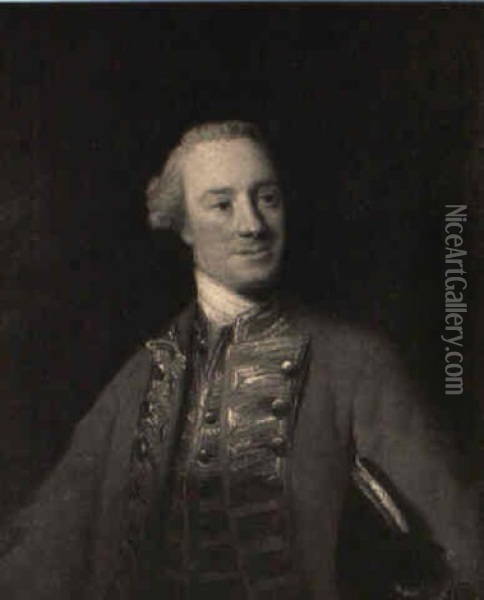 Portrait Of John Campbell, 4th Earl Of London Wearing Military Uniform Oil Painting - Allan Ramsay