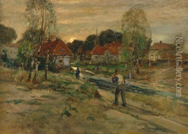 Heimkehrende Bauern Oil Painting - Heinrich Hermanns