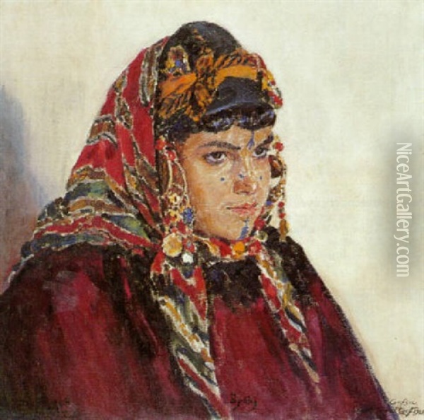 Portrait De Zohrah Oil Painting - Alexandre Roubtzoff
