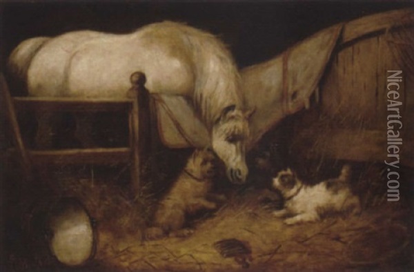 Stable Friends Oil Painting - Edward Armfield