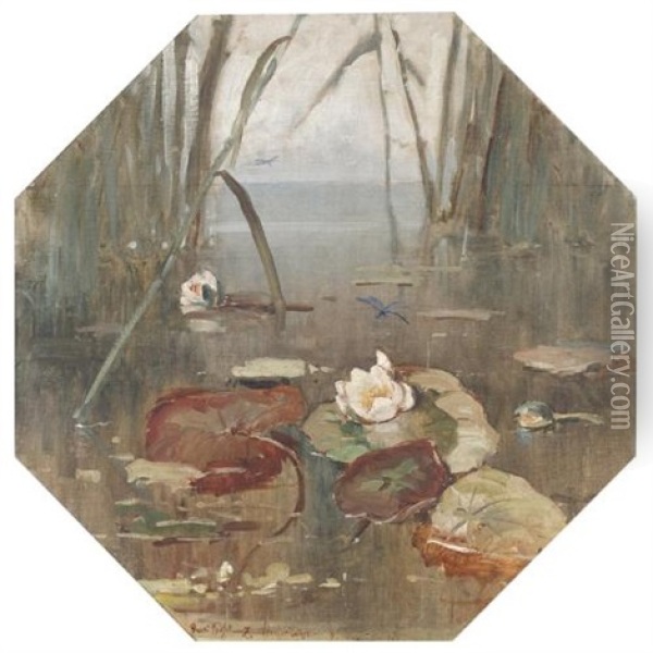 Waterlillies Oil Painting - Yuliy Yulevich (Julius) Klever