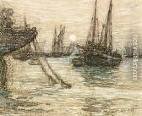 Harbor In Brittany Oil Painting - Walter Parson Shaw Griffin