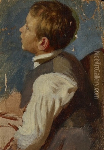 Young Boys Seen From The Rear Oil Painting - Carl Kronberger
