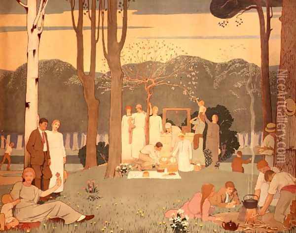 Picnic Scene Oil Painting - Frederick Cayley Robinson