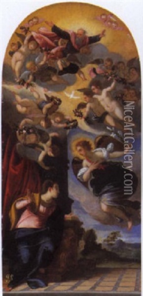 Annunciazione Oil Painting - Fra Semplice Da Verona