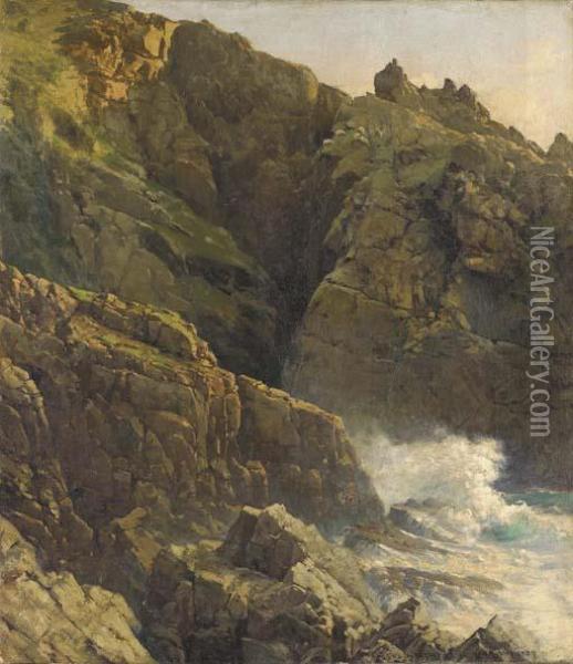 Rocky Cliffs Oil Painting - Frederick Judd Waugh