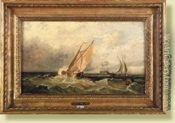 Bateaux De Peche En Mer Oil Painting - Auguste Henri Musin