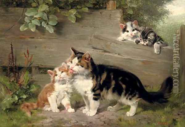 Motherly affection Oil Painting - Julius Adam