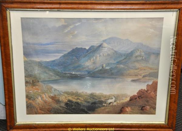 Snowdon From Lanberis Lake Oil Painting - John Coltman