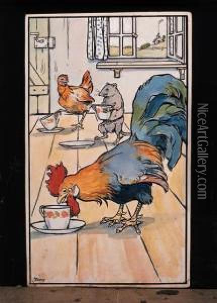 The Cock, The Mouse And Thelittle Red Hen Oil Painting - Tony Sarg