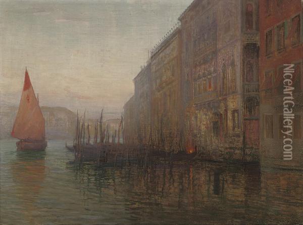 Dawn On The Grand Canal, Venice Oil Painting - Mikhail Rundaltsov
