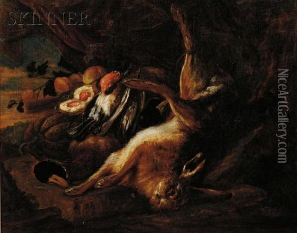 Still Life With Game And Fruit Oil Painting - Adriaen de Gryef