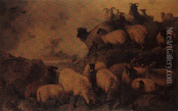 Sheep In The Highlands Oil Painting - Friedrich Wilhelm Keyl