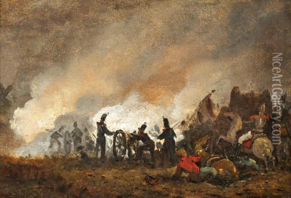 Cena Da Batalha De Waterloo Oil Painting - Louis Somers
