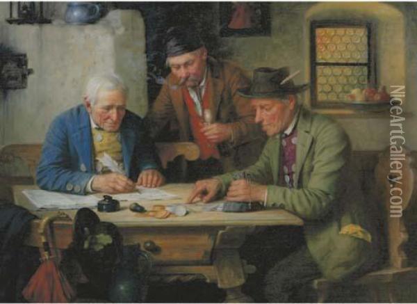 The Financial Matter Oil Painting - Josef Wagner-Hohenberg