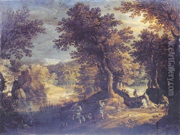 Paysage Avec Scene De Chasse Oil Painting - Gillis Van Coninxloo III