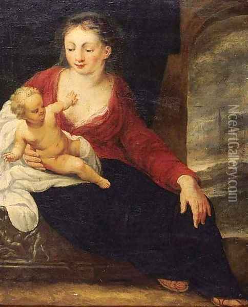 The Madonna and Child Oil Painting - Erasmus II Quellin (Quellinus)