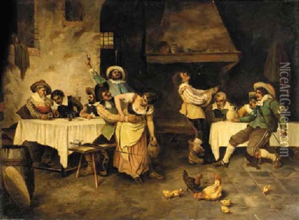 Merriment In The Tavern Oil Painting - Joseph Haier