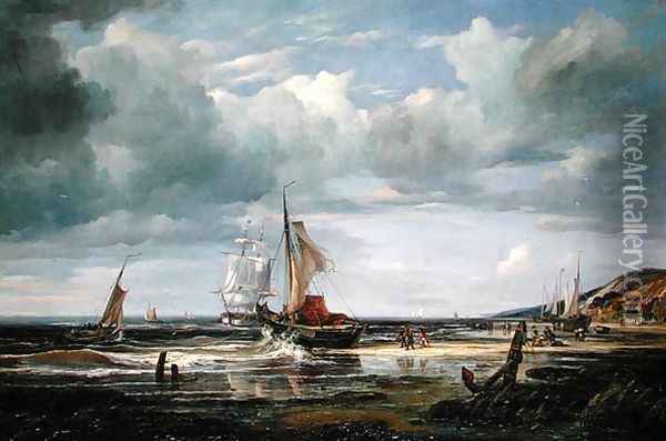 The Elbe at Blankenesee, 1844 Oil Painting - Adolf Vollmer