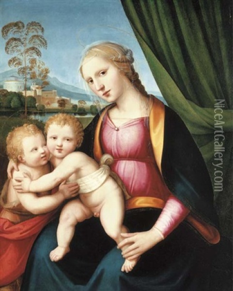 The Madonna And Child With The Infant Saint John The Baptist Oil Painting - Antonio del Ceraiuolo
