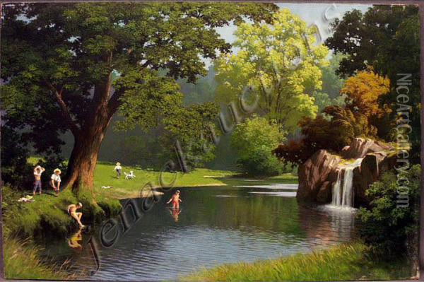 The Swimming Hole Oil Painting - Asahel Curtis