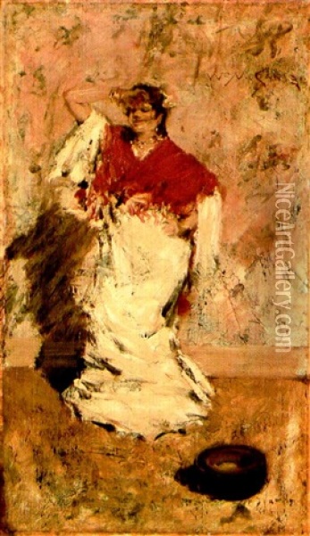 Street Dancer, Italy Oil Painting - William Merritt Chase