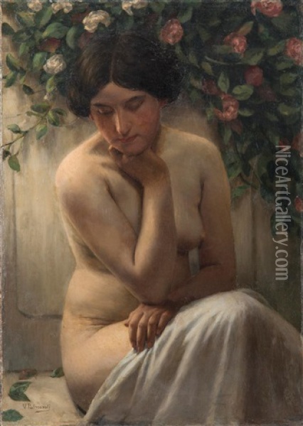 Desnudo Femenino Oil Painting - Vicente Palmaroli y Gonzales