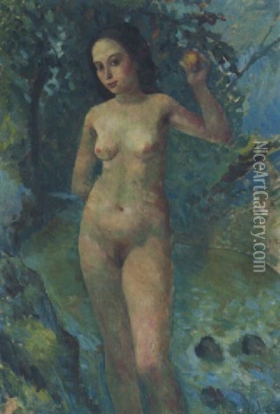 Eva Oil Painting - Johann Robert Schuerch