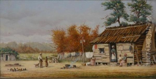 South Carolina Cabin Scene Oil Painting - William Aiken Walker