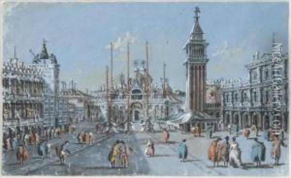 Vue De La Place Saint Marc, Venise Oil Painting - Giacomo Guardi