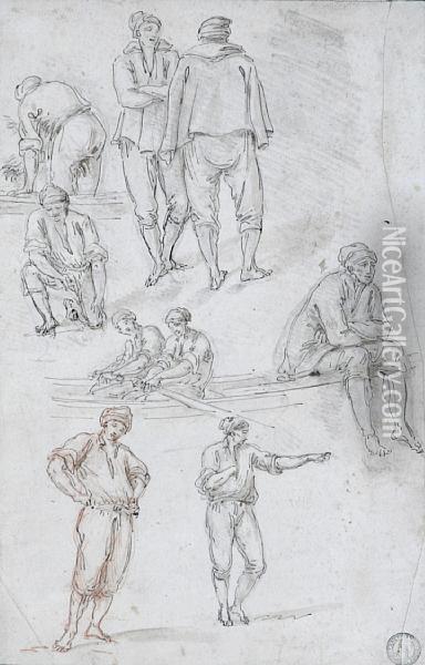 A Study Of Peasant Men Oil Painting - Claude-joseph Vernet