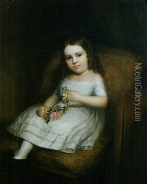 Amanda Fiske, Aged Five Oil Painting - Albert Gallatin Hoit