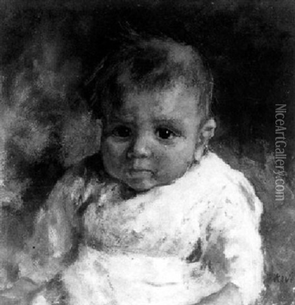 A Portrait Of A Baby Oil Painting - Jacob Simon Hendrik Kever