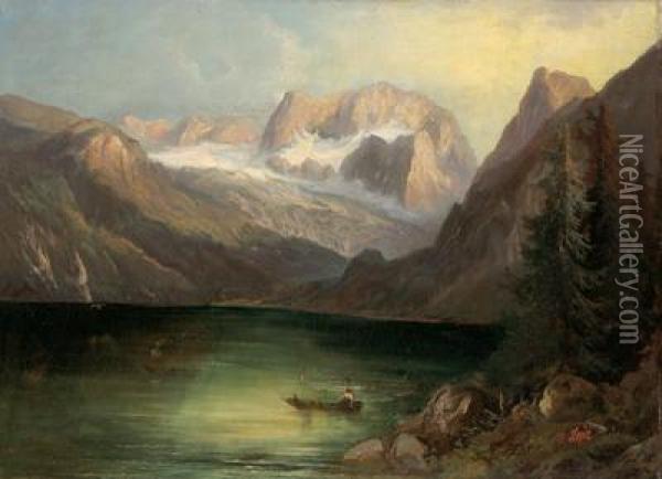 Sau With A View Of The Dachstein Oil Painting - Ferdinand Lepie